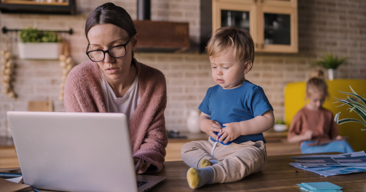 woman working at home